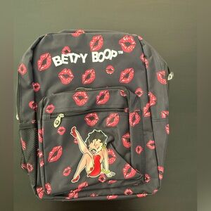Nwt Betty Boop Black Backpack with Red Lips and Character Design